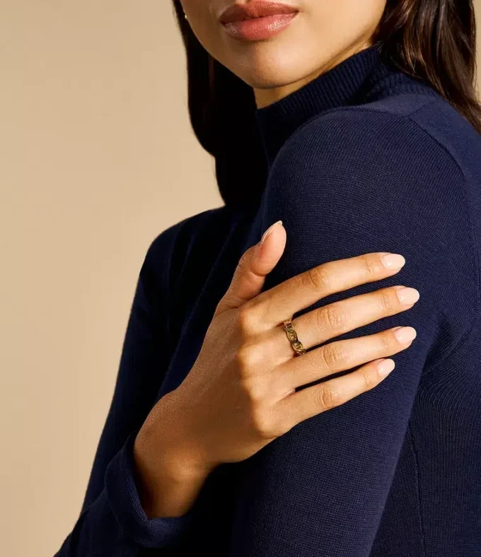 Heritage D-Link Gold-Tone Stainless Steel Band Ring Heritage D-Link Gold-Tone Stainless Steel Band Ring