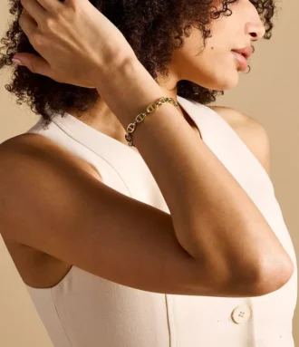 Heritage D-Link Gold-Tone Stainless Steel Chain Bracelet