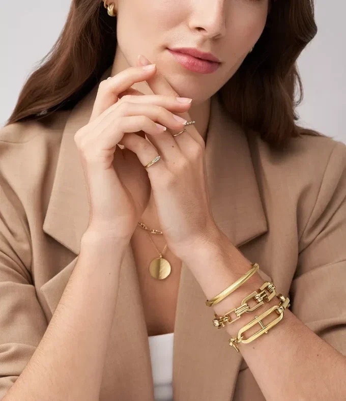 Heritage D-Link Gold-Tone Stainless Steel Chain Bracelet Heritage D-Link Gold-Tone Stainless Steel Chain Bracelet