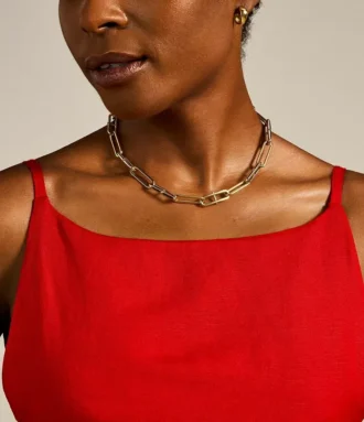 Heritage D-Link Gold-Tone Stainless Steel Chain Necklace