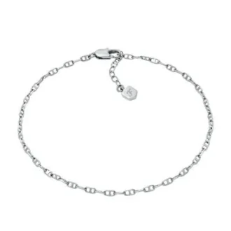 Heritage D-Link Silver-Tone Brass Chain Anklet