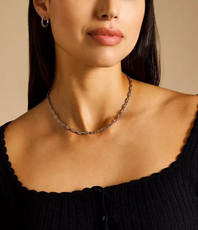 Heritage D-Link Silver-Tone Brass Chain Necklace Heritage D-Link Silver-Tone Brass Chain Necklace
