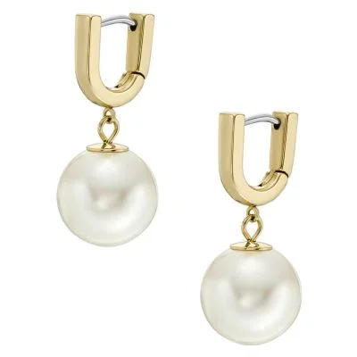 Heritage Pearl D-Link Gold-Tone Stainless Steel Hoop Earrings Heritage Pearl D-Link Gold-Tone Stainless Steel Hoop Earrings