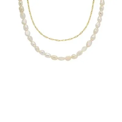 Heritage Pearl D-Link White Freshwater Pearl Faux Double Necklace Heritage Pearl D-Link White Freshwater Pearl Faux Double Necklace