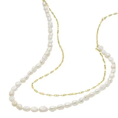 Heritage Pearl D-Link White Freshwater Pearl Faux Double Necklace Heritage Pearl D-Link White Freshwater Pearl Faux Double Necklace