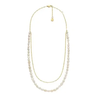 Heritage Pearl D-Link White Freshwater Pearl Faux Double Necklace Heritage Pearl D-Link White Freshwater Pearl Faux Double Necklace