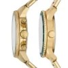 His and Hers Multifunction Gold-Tone Stainless Steel Watch Set His and Hers Multifunction Gold-Tone Stainless Steel Watch Set