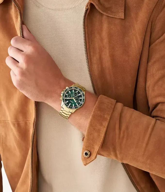 His and Hers Multifunction Gold-Tone Stainless Steel Watch Set His and Hers Multifunction Gold-Tone Stainless Steel Watch Set