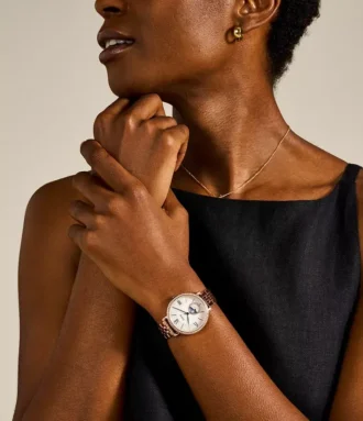 jacqueline sun moon multifunction rose gold tone stainless steel watch 2 330x383 - Jacqueline Sun Moon Multifunction Rose Gold-Tone Stainless Steel Watch