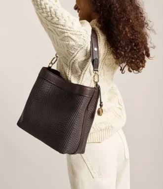 jessie woven bucket shoulder bag 2 330x383 - Jessie Woven Bucket Shoulder Bag