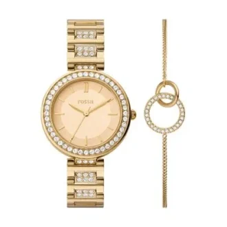 Karli Three-Hand Gold-Tone Watch and Bracelet Set
