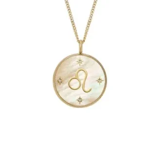 Leo Sutton Zodiac Gold-Tone Stainless Steel Gold Mother-of-Pearl Pendant Necklace Leo Sutton Zodiac Gold-Tone Stainless Steel Gold Mother-of-Pearl Pendant Necklace