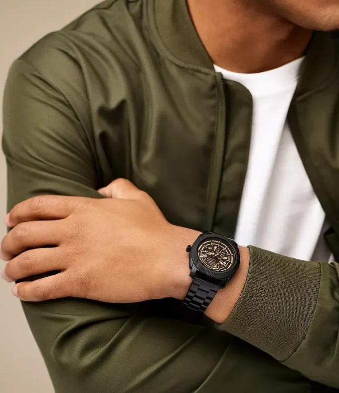 Machine Automatic Black Stainless Steel Watch