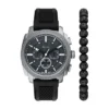 Machine Chronograph Black Silicone Watch and Bracelet Set
