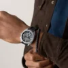 Machine Chronograph Black Silicone Watch and Bracelet Set
