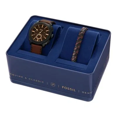 Machine Chronograph Brown Leather Watch and Bracelet Set Machine Chronograph Brown Leather Watch and Bracelet Set