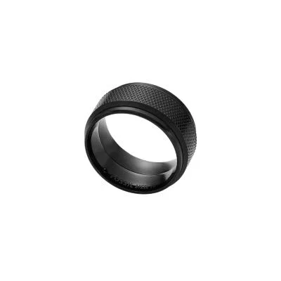 Machine Knurled Texture Black Stainless Steel Band Ring Machine Knurled Texture Black Stainless Steel Band Ring