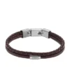 Machine Knurled Texture Brown Leather Multi-Strand Bracelet Machine Knurled Texture Brown Leather Multi-Strand Bracelet