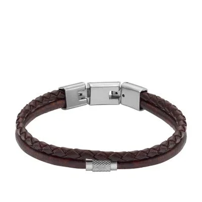 Machine Knurled Texture Brown Leather Multi-Strand Bracelet Machine Knurled Texture Brown Leather Multi-Strand Bracelet