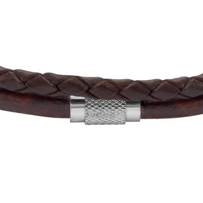 Machine Knurled Texture Brown Leather Multi-Strand Bracelet Machine Knurled Texture Brown Leather Multi-Strand Bracelet