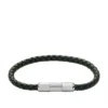 Machine Knurled Texture Leather and Stainless Steel Station Bracelet Machine Knurled Texture Leather and Stainless Steel Station Bracelet