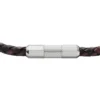 Machine Knurled Texture Leather and Stainless Steel Station Bracelet Machine Knurled Texture Leather and Stainless Steel Station Bracelet
