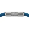 Machine Knurled Texture Navy Silicone Station Bracelet