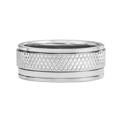 Machine Knurled Texture Stainless Steel Band Ring Machine Knurled Texture Stainless Steel Band Ring