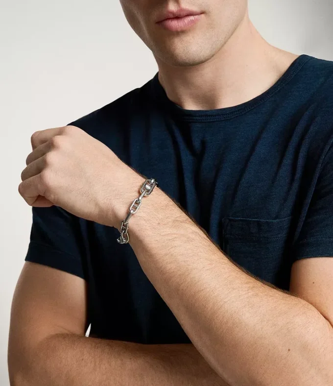 Machine Knurled Texture Stainless Steel Chain Bracelet Machine Knurled Texture Stainless Steel Chain Bracelet