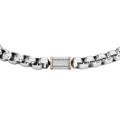 Machine Knurled Texture Two-Tone Stainless Steel Chain Bracelet Machine Knurled Texture Two-Tone Stainless Steel Chain Bracelet