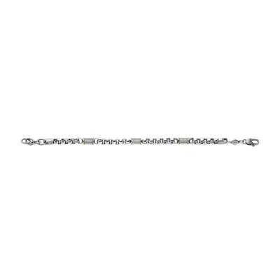 Machine Knurled Texture Two-Tone Stainless Steel Chain Bracelet Machine Knurled Texture Two-Tone Stainless Steel Chain Bracelet