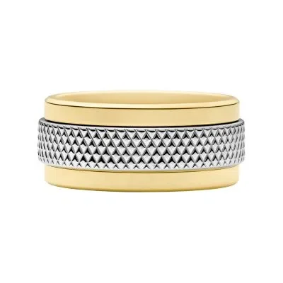 Machine Knurled Texture Two-Tone Stainless Steel Knurled Band Ring Machine Knurled Texture Two-Tone Stainless Steel Knurled Band Ring