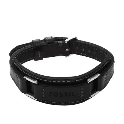 Machine Rugged Stainless Steel and Black Padded Leather Strap Bracelet Machine Rugged Stainless Steel and Black Padded Leather Strap Bracelet