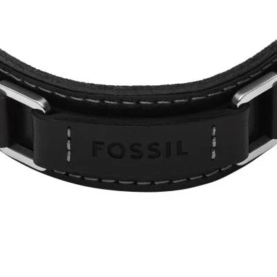 Machine Rugged Stainless Steel and Black Padded Leather Strap Bracelet Machine Rugged Stainless Steel and Black Padded Leather Strap Bracelet