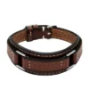 Machine Rugged Stainless Steel and Brown Padded Leather Strap Bracelet Machine Rugged Stainless Steel and Brown Padded Leather Strap Bracelet