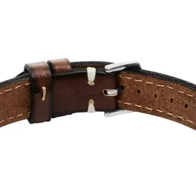 Machine Rugged Stainless Steel and Brown Padded Leather Strap Bracelet Machine Rugged Stainless Steel and Brown Padded Leather Strap Bracelet