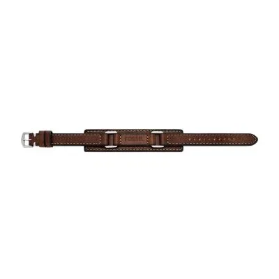 Machine Rugged Stainless Steel and Brown Padded Leather Strap Bracelet Machine Rugged Stainless Steel and Brown Padded Leather Strap Bracelet