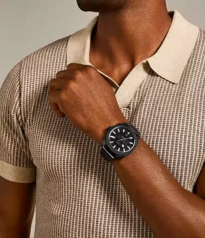 Machine Three-Hand Date Black Stainless Steel Watch Machine Three-Hand Date Black Stainless Steel Watch