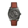 Machine Three-Hand Date Brown Leather Watch Machine Three-Hand Date Brown Leather Watch