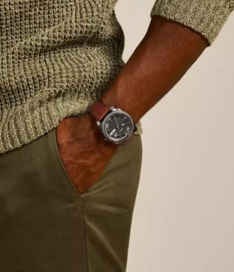 Machine Three-Hand Date Brown Leather Watch