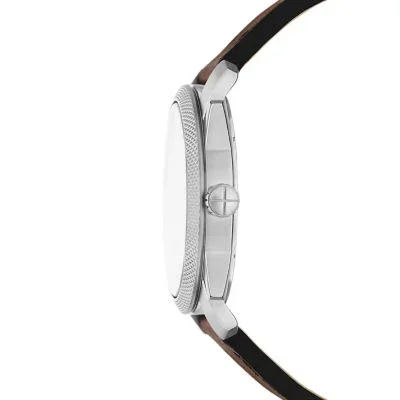 Machine Three-Hand Date Brown Leather Watch Machine Three-Hand Date Brown Leather Watch