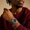 Machine Three-Hand Date Brown Leather Watch and Bracelet Set Machine Three-Hand Date Brown Leather Watch and Bracelet Set