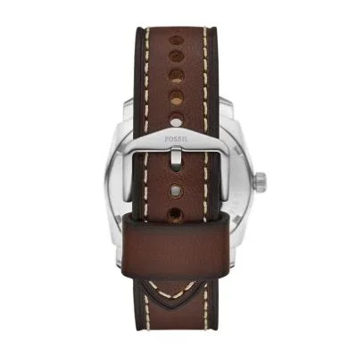 Machine Three-Hand Date Brown Leather Watch and Bracelet Set Machine Three-Hand Date Brown Leather Watch and Bracelet Set