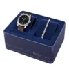 Machine Three-Hand Date Brown Leather Watch and Bracelet Set Machine Three-Hand Date Brown Leather Watch and Bracelet Set