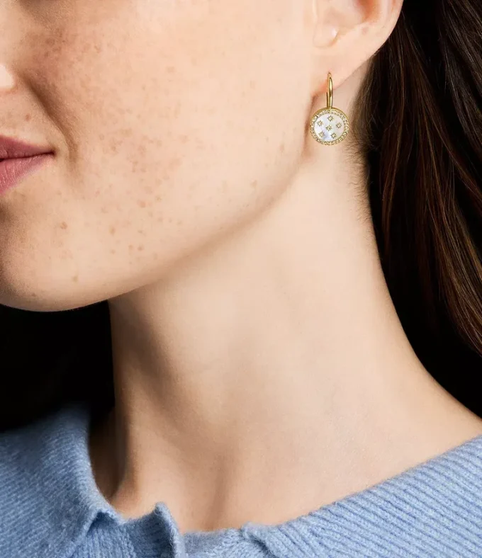 Merrit Classic Mother-of-Pearl Gold-Tone Stainless Steel Drop Earrings Merrit Classic Mother-of-Pearl Gold-Tone Stainless Steel Drop Earrings