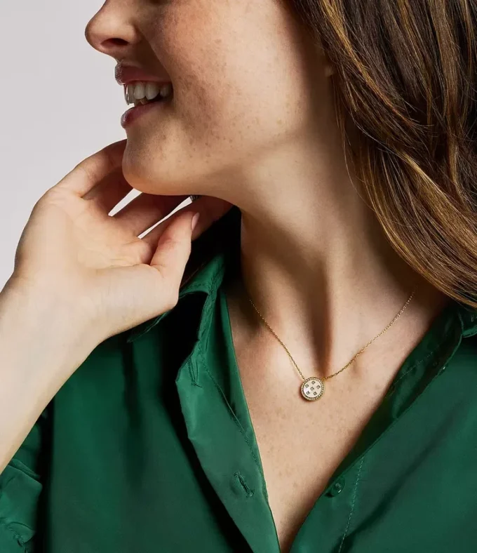 Merrit Classic Mother-of-Pearl Gold-Tone Stainless Steel Pendant Necklace Merrit Classic Mother-of-Pearl Gold-Tone Stainless Steel Pendant Necklace