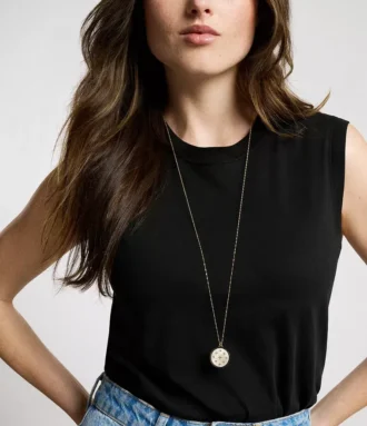 Merrit Classic Mother-of-Pearl Gold-Tone Stainless Steel Pendant Necklace