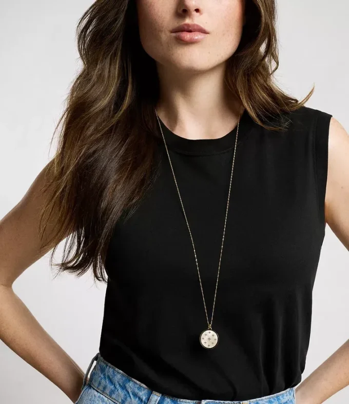 Merrit Classic Mother-of-Pearl Gold-Tone Stainless Steel Pendant Necklace Merrit Classic Mother-of-Pearl Gold-Tone Stainless Steel Pendant Necklace