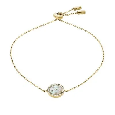Merrit Classic Mother-of-Pearl Gold-Tone Stainless Steel Station Bracelet Merrit Classic Mother-of-Pearl Gold-Tone Stainless Steel Station Bracelet