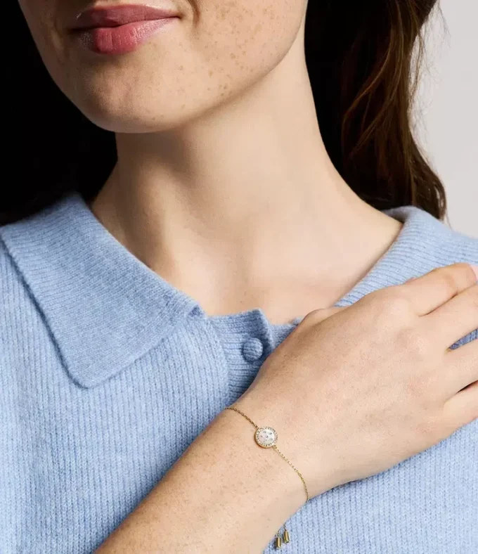 Merrit Classic Mother-of-Pearl Gold-Tone Stainless Steel Station Bracelet Merrit Classic Mother-of-Pearl Gold-Tone Stainless Steel Station Bracelet